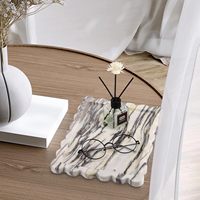 Plateau décoratif en marbre naturel de luxe avec bord festonné - Plateau de salle de bain, plateau à café pour la décoration de la maison et de la cuisine