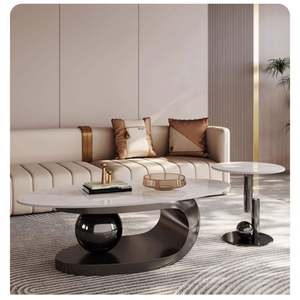 Modern Luxury Living Room <b>Coffee</b> <b>Table</b> Home Furniture Gold Grey Stainless Steel <b>Legs</b> Sintered Stone Top Durable - Product Image 3