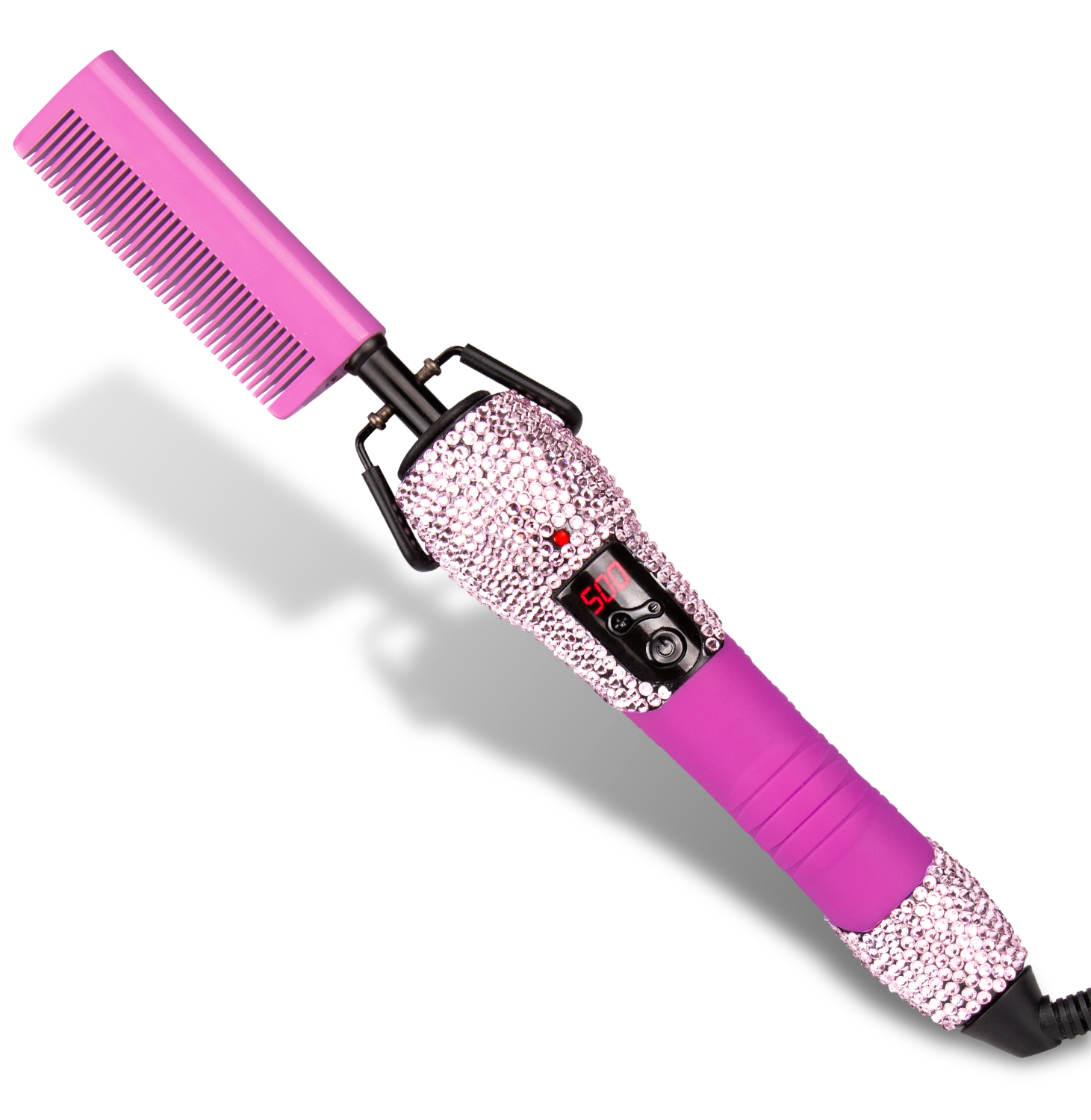 Новинка 2022, профессиональная расческа с блестящими стразами, индивидуальная торговая марка, Расческа с подогревом, поставщик, расческа для выпрямления волос с горячим прессом