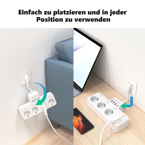 Multiprise anti-surtension UE avec interrupteurs individuels, 4 prises CA et 4 ports USB à charge rapide - Product Image 6