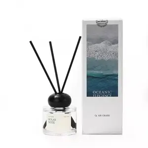 Customized Round Aroma Reed Diffuser Bottle With Sticks And Box Fragrance Aroma Glass Bottle