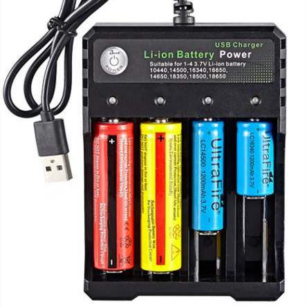Smart Universal 4-Bay 18650 Battery Charger 3.7V Rechargeable Lithium Li Ion Compatible with 18650 26650 21700 Batteries
