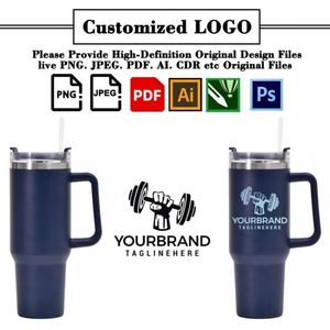 Vaso Térmico de Viaje de Acero Inoxidable con Recubrimiento y Logotipo Personalizado, 40 oz, con Asa, Tipo Stanley Cup, Vaso Aislado, Gobelet Isotherme - Product Image 2