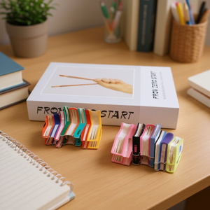 Set di 6 fermagli per capelli colorati in plastica per donne e ragazze - Product Image 2