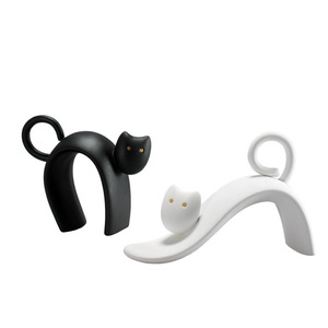 تمثال قطة سيراميكي بتصميم اسكندنافي مجرد، ديكور منزلي صديق للبيئة لطاولة غرفة المعيشة - Product Image 2