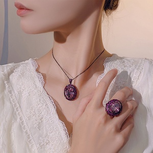 Ensemble de bagues pendentifs vintage écologiques en cuivre plaqué or noir classique, 15*20MM, avec zircone, bijoux de mariée pour mariage et fête - Product Image 5