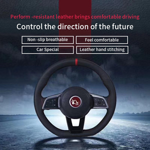 Nouveau design à lacets point sur enveloppe universel FitCar camion SUV bricolage couverture de <span class=keywords><strong>volant</strong></span> de voiture en cuir - Product Image 3