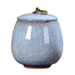 Portable ice crack glaze ceramic purple sand small tea cans tea boxes