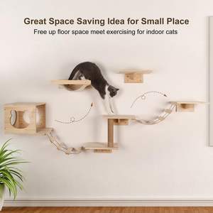 Solid Wood Wall <b>Mounted</b> Cat Climbing <b>Frame</b> Cat Jumping Platform Wall Cat Toy - Product Image 3
