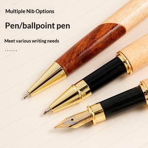 Set di Penne in Legno Naturale: Roller e <span class=keywords><strong>Penna</strong></span> <span class=keywords><strong>Stilografica</strong></span> in Acero, Palissandro e Noce, Confezione Regalo in Legno - Product Image 4