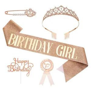 Корона для дня рождения Huiran, набор аксессуаров для волос, тиара для дня рождения со стразами, тиара для вечеринки, корона для дня рождения для девочек