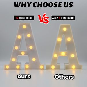 Hxweiye pin Powered ấm trắng <span class=keywords><strong>LED</strong></span> marquee chữ đèn đăng ký 26 Bảng chữ cái 10 số lớn ánh sáng Đảng chiếu sáng sinh nhật thanh - Product Image 4