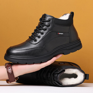 Botas de Invierno para Hombre, de Piel Auténtica, Forro de Felpa, Suela de Goma Cálida, Punta Redonda, Botas para la Nieve - Product Image 3