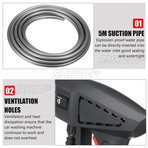 เครื่องฉีดน้ำแรงดันสูงไร้สาย 70 บาร์ 2000 วัตต์ สำหรับล้างรถยนต์ แบบชาร์จไฟได้ ใช้กับแบตเตอรี่ Makita 18V พร้อมหัวฉีดโฟม - Product Image 3