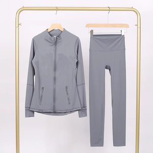 Chất Lượng Cao Áo Khoác Thời Trang Thể Thao Phụ Nữ Của Quần Áo Al 2 Mảnh Đầy Đủ Vàng Dây Kéo Tập Thể Dục Xà Cạp Mặc Phòng Tập Thể Dục Tập Thể Dục & Yoga Bộ - Product Image 6