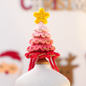 Chapeau de Noël pour chien et chat, mignon, en forme d'arbre de Noël dégradé, en laine, accessoires de fête - Product Image 6