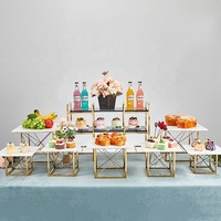 Matériel de restauration pour hôtels et restaurants, équipement de traiteur, buffet, ensemble de supports à gâteaux en acier inoxydable, présentoirs à fruits et en-cas pour table
