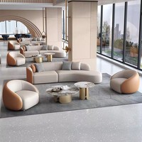 Ensemble de canapés d'extérieur incurvés en tissu, sectionnel moderne avec fauteuils pour réception, idéal pour bureau, hall d'hôtel, villa, parc