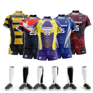 100% maglie da Rugby a righe in poliestere colori neri sublimati, magliette da rugby - Product Image 6