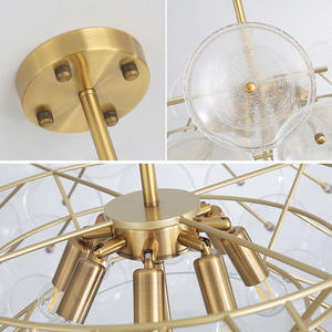 Lustre en cristal de luxe postmoderne personnalisé, LED doré réglable en hauteur pour restaurant, hôtel, salon, chambre à coucher - Product Image 3