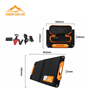 Bolsas plegables solares portátiles de 60W para cargador de computadora portátil Panel <span class=keywords><strong>solar</strong></span> plegable para acampar al aire libre - Product Image 1