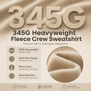345G Heavyweight Fleece Crew Sweatshirt <b>Men</b> Solid Color Oversized Streetwear <b>Pullover</b> Custom OEM Supplier Top Wear Bulk Sale - Product Image 5