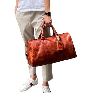 Bolsa de Viaje de Fin de Semana de Cuero Genuino Vintage para Hombre, Bolsa de Gimnasio de Gran Capacidad, Multifuncional, Cruzada, de Viaje, para Fitness - Product Image 5
