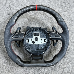 Volant de voiture en cuir et fibre de carbone pour <span class=keywords><strong>Audi</strong></span> A1 A3 A4 A5 A6 A7 C5 C6 C7 C7.5 C8 B6 B7 B8 B8.5 B9 8v RS5 RS6 RS7 S5 <span class=keywords><strong>S6</strong></span> S7 Q3 - Product Image 1