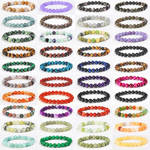 Bracelet ajustable multi-matériaux en perles rondes naturelles de 6 mm, 8 mm, 10 mm, pierres précieuses de guérison, cristal pour femme – Ventes Flash - Product Image 1