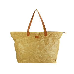 Sac fourre-tout léger en papier kraft lavé et imprimé sur mesure, sac pliable recyclé - Product Image 1