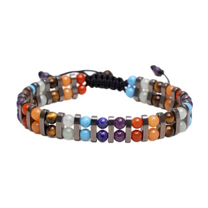 Bracelet en pierre naturelle tissée double couche, œil <span class=keywords><strong>de</strong></span> <span class=keywords><strong>tigre</strong></span> multicolore, bijoux bohèmes en <span class=keywords><strong>hématite</strong></span> - Product Image 5