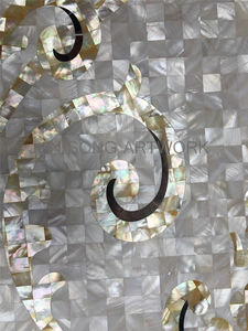 JS MOP-ST-FL04-mosaico de concha de <span class=keywords><strong>mar</strong></span> blanca, Mural de flores doradas para TV, dormitorio, pegatina contra salpicaduras - Product Image 3