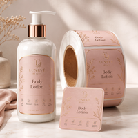 Étiquettes cosmétiques personnalisées en BOPP avec logo personnalisé en feuille d'or rose, autocollants imperméables pour emballages de luxe