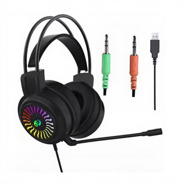 Wired Gaming Headset with Mic Stereo Surround Sound Headphones RGB Light 3.5mm USB for PC PS4 PS5 Xbox Laptop Gamer Computer