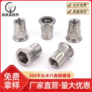 Tuerca Remachable Semihexagonal de Acero Inoxidable 304 M6x12mm para Aplicaciones de Orificios Pasantes - Product Image 2