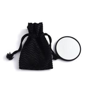High End Black Mini <b>Round</b> Shape Luxury Black Color Customized Logo <b>Small</b> Makeup Pocket <b>Mirror</b> - Product Image 2