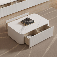 Meuble TV Rock Panel en bois massif léger luxe crème Style petite unité meuble TV peinture blanche minimaliste Table basse combinaison