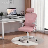 Chaise de bureau ergonomique moderne pivotante en maille avec accoudoirs rabattables et appui-tête pour usage domestique, hospitalier, scolaire et commercial