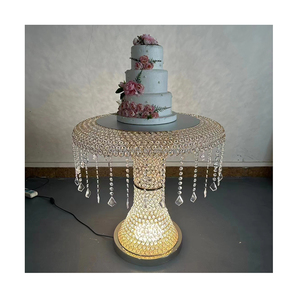 Table de gâteau de mariage de luxe moderne avec <span class=keywords><strong>perles</strong></span> de cristal, or blanc, diamant, décoration de réception - Product Image 6