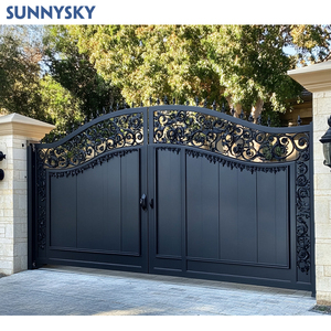 <span class=keywords><strong>Portail</strong></span> <span class=keywords><strong>coulissant</strong></span> double automatique simple en <span class=keywords><strong>acier</strong></span> forgé noir Sunnysky de 24 pieds de large pour allée - Product Image 4