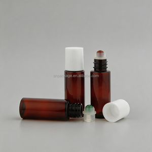 Flacone Roll-on in PET Ambrato da 15ml 20ml con Sfera in Pietra Colorata e Tappo in PP, Serigrafato per Confezionamento di Profumi e Oli Essenziali - Product Image 4