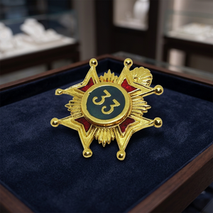 Gold Plated Luxury <b>Masonic</b> Rose Croix 30th Degree Star Jewel Collar Badge Regalia Pin Customized Traditional Uniform with Magnet - Product Image 3