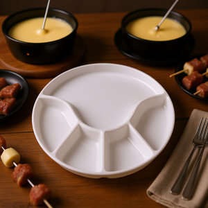Fondueteller Anneli Round <b>Plastic</b> <b>Serving</b> <b>Tray</b> For Fondue Set 6 Pack - Product Image 3