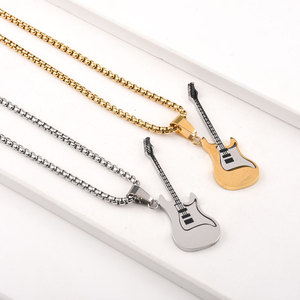 Haute Qualité Étanche En Acier Inoxydable Guitare Pendentif Hip-Hop Bijoux Street Style Électronique Musical Charme Collier Pour Hommes - Product Image 3