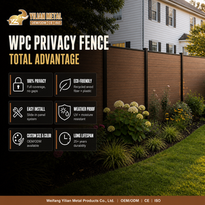 Panneau de clôture composite WPC aspect <span class=keywords><strong>bois</strong></span>, écran de jardin extérieur, poteau en aluminium, résistant aux UV, barrière acoustique pour cour - Product Image 5