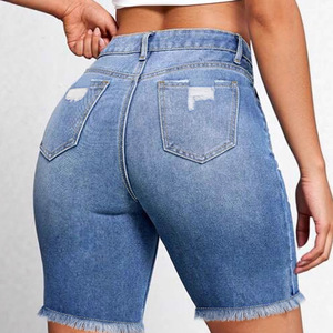 Shorts de Mezclilla para Mujer Talla Grande, Alta Elasticidad, Estilo Retro Azul, Pantalones de Cinco Puntos, Moda Urbana, Europa, América, África - Product Image 4