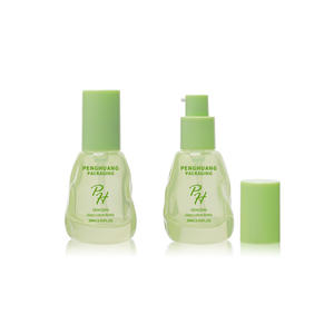 Bouteille d'huile capillaire en verre fantaisie verte de 30ml personnalisée irrégulière belle conception de pincement à la main huile essentielle humidité cosmétiques sérum cornue - Product Image 2