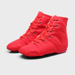 Scarpe da ballo jazz professionali BX04 in tela a collo alto con lacci, scarpe da allenamento per danza classica e folk per ballerini - Product Image 1