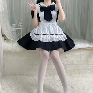 Disfraz de Sirvienta, Cosplay Japonés, Vestido Lolita, Negro y Blanco, Poliéster, Disfraz de Anime para Mujer - Product Image 4