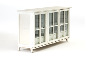 Credenza in Stile Country Francese Shabby Chic Japandi, Legno di Pino Riciclato, Fatta a Mano, Bianco Antico, per <span class=keywords><strong>Soggiorno</strong></span> e <span class=keywords><strong>Cucina</strong></span> in Stile Fattoria - Product Image 2